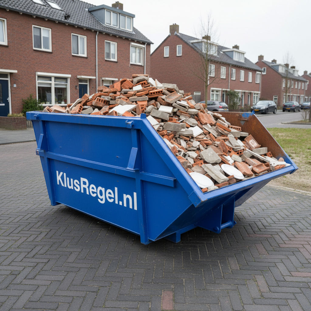 3m³ Container KlusRegel.nl gevuld met puin