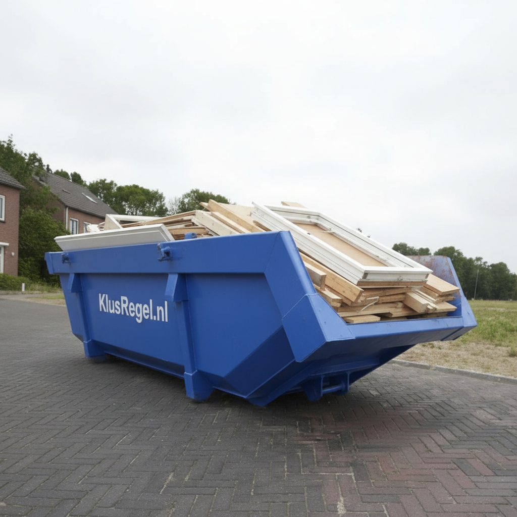 6m³ Container KlusRegel.nl gevuld met hout