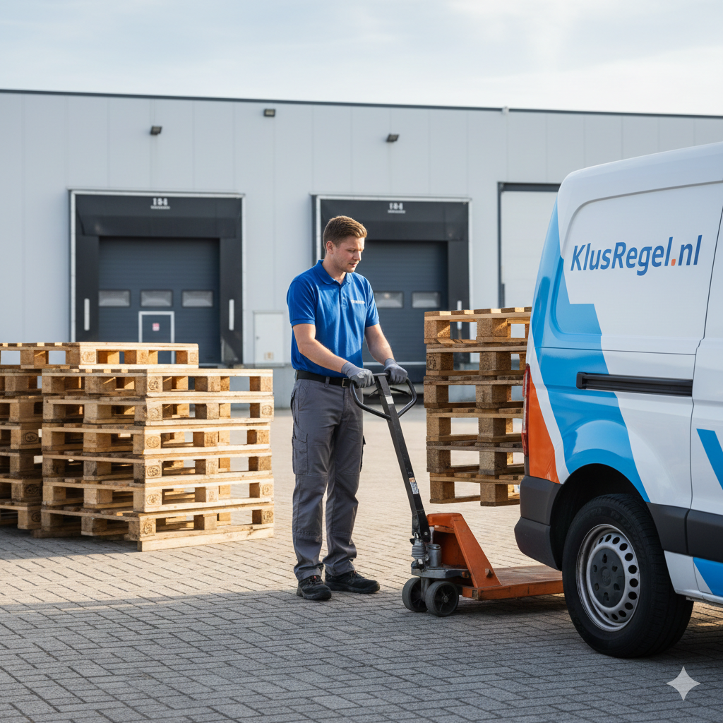 Ophalen van houten pallets en pallethout