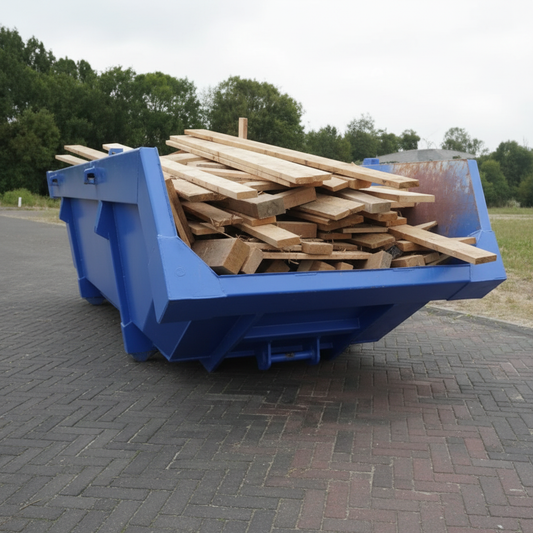 6 m3 afzetcontainer met houtafval