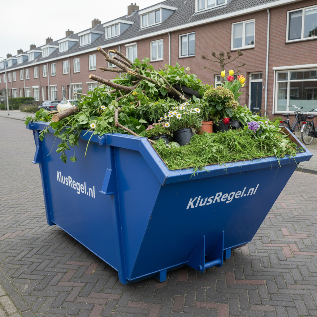 3m³ Container KlusRegel.nl gevuld met groen- en tuinafval