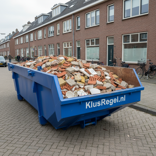 6m³ Container KlusRegel.nl gevuld met puin