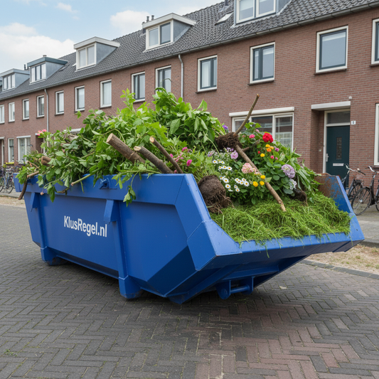 6m³ Container KlusRegel.nl gevuld met groen- en tuinafval