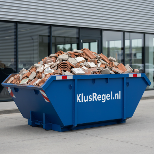 10m³ Container KlusRegel.nl gevuld met puin
