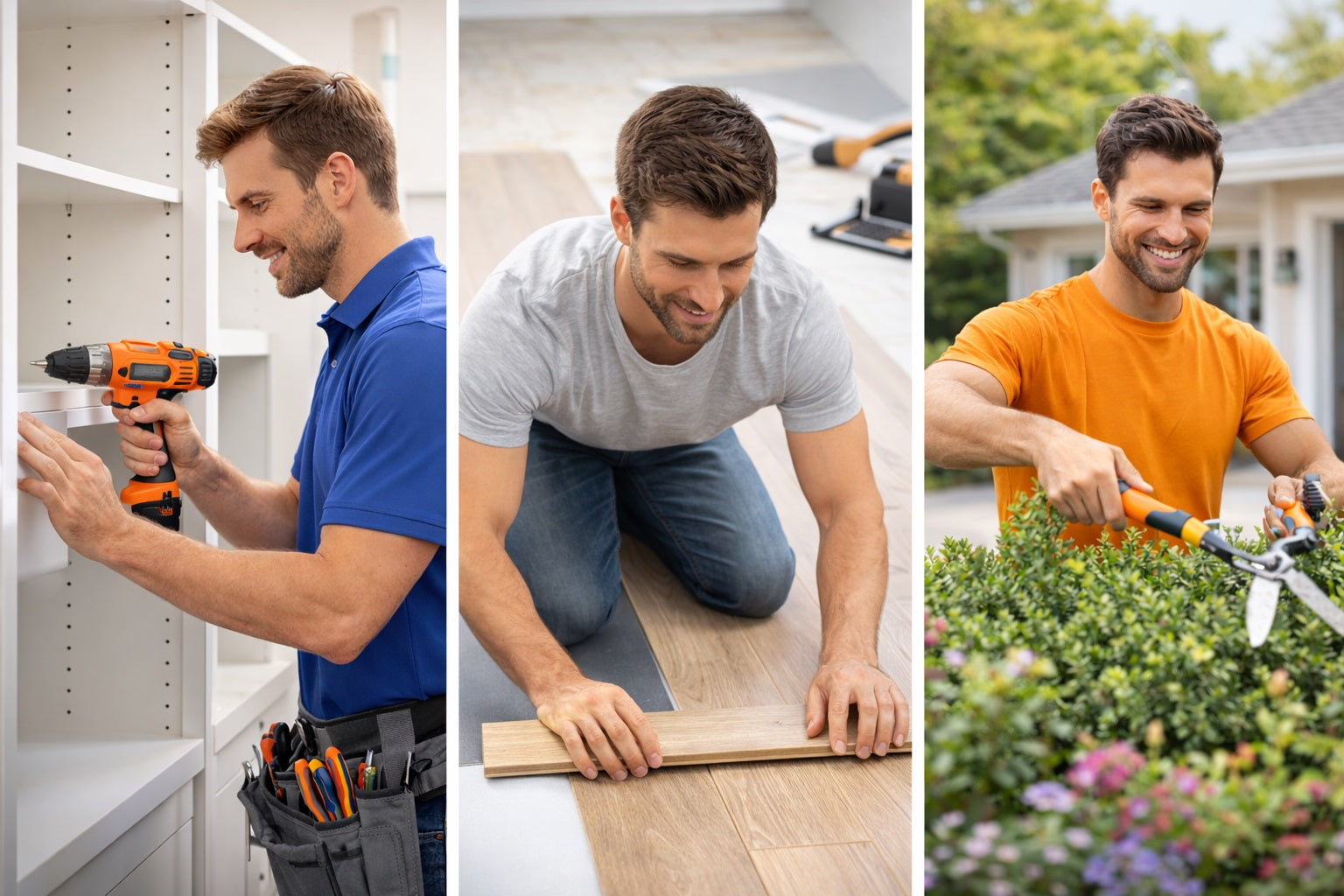 Monteren meubels, laminaat leggen en snoeien