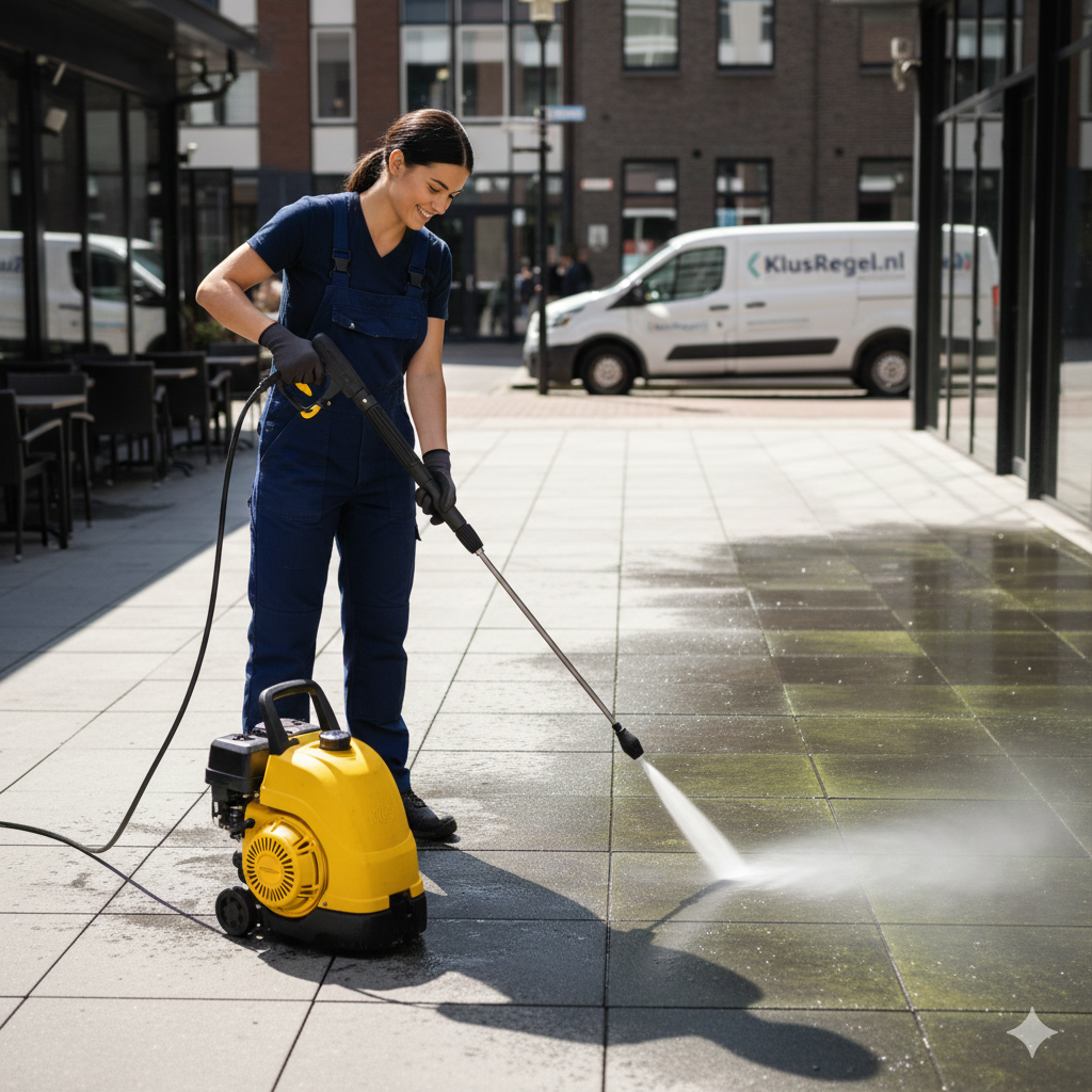Hogedruk reinigen van oprit en straatwerk