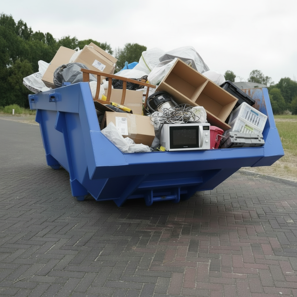 afzet afvalcontainer met grofvuil